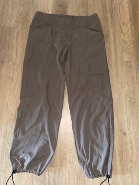 Nike Taupe Parachute Cargo Pants – Y2K Utility Hem, 30” Length
